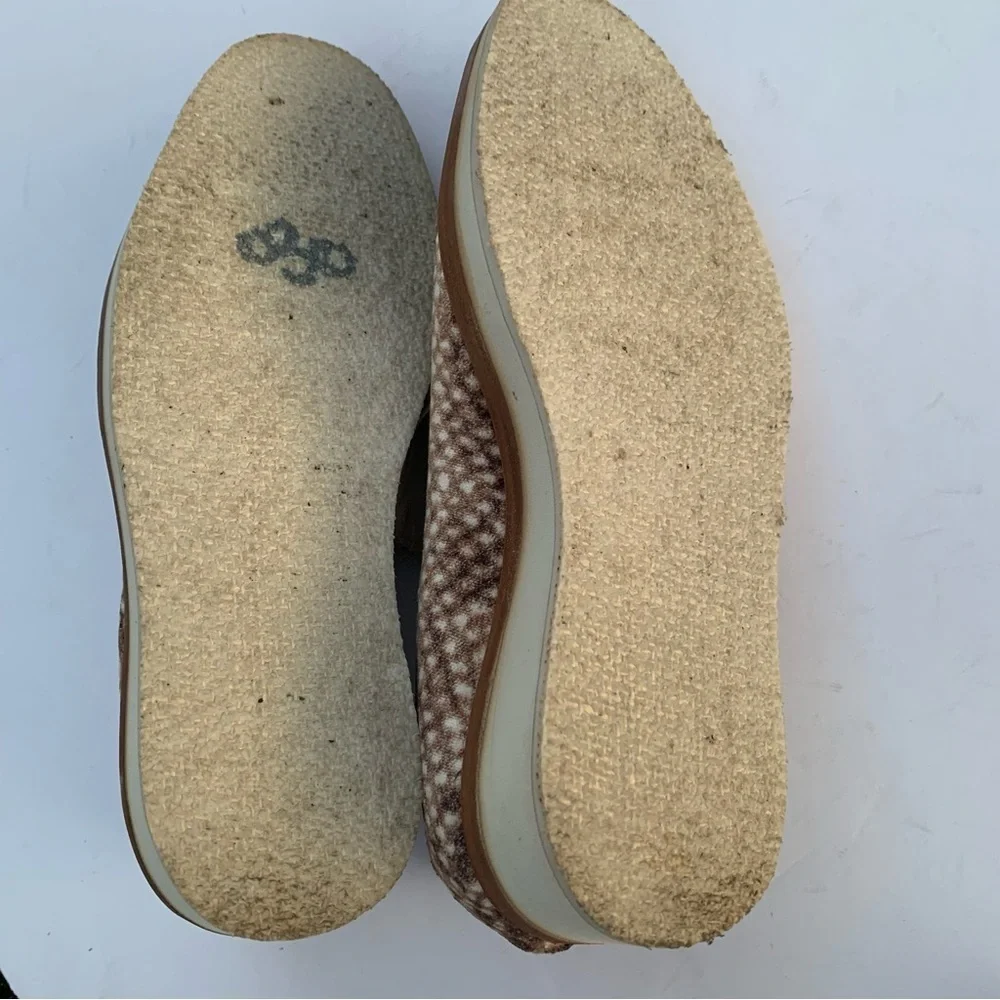 Free People Bohemian Western Snake Eyes Brown and White Loafer Slip Ons